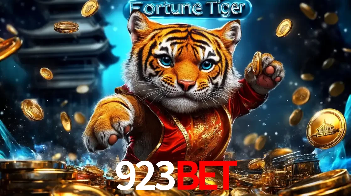 Imagem promocional do jogo de slot Fortune Tiger, com um tigre majestoso em traje tradicional cercado por uma fortuna em moedas de ouro, disponível agora no cassino 923BET.